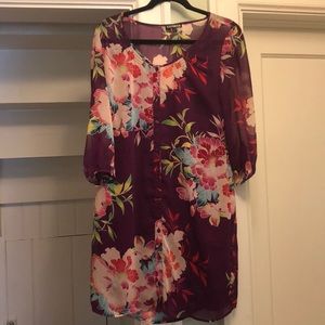 Floral, Sheer, Long sleeve Express Dress